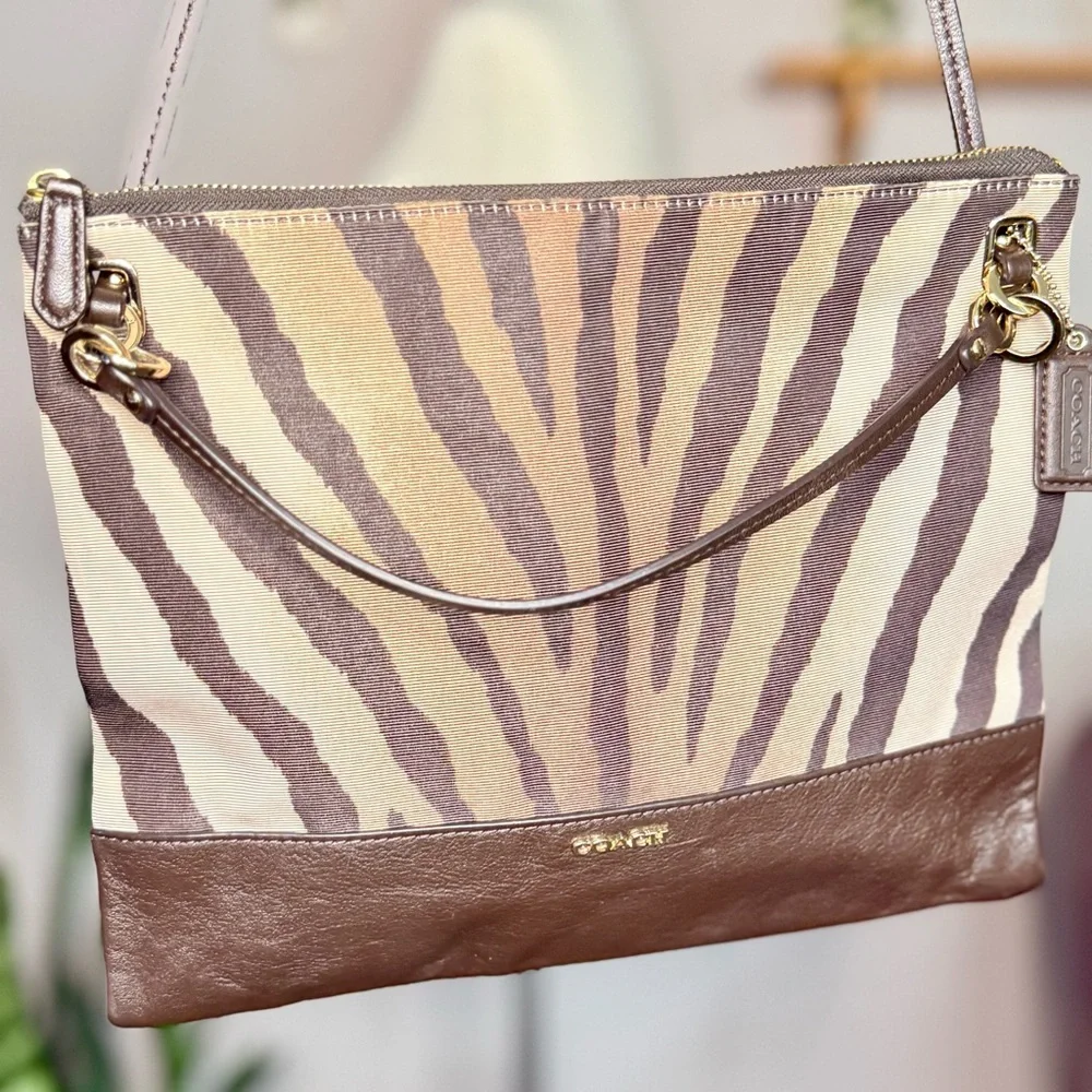 Coach Zebra Print Brown and Cream Women's Bag